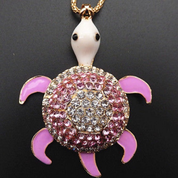 🐢Betsey Johnson NWT pink turtle necklace - Picture 3 of 3